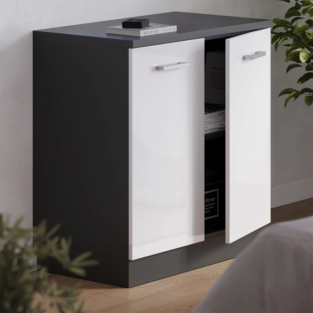 Mobile per mansarda Rion Bianco lucido/Antracite 80 x 83.8 cm senza inclinazione con 2 ante Vicco