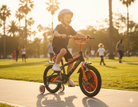 Bicicletta per Bambino 16" 2 Freni  Street Art Nero/Arancione