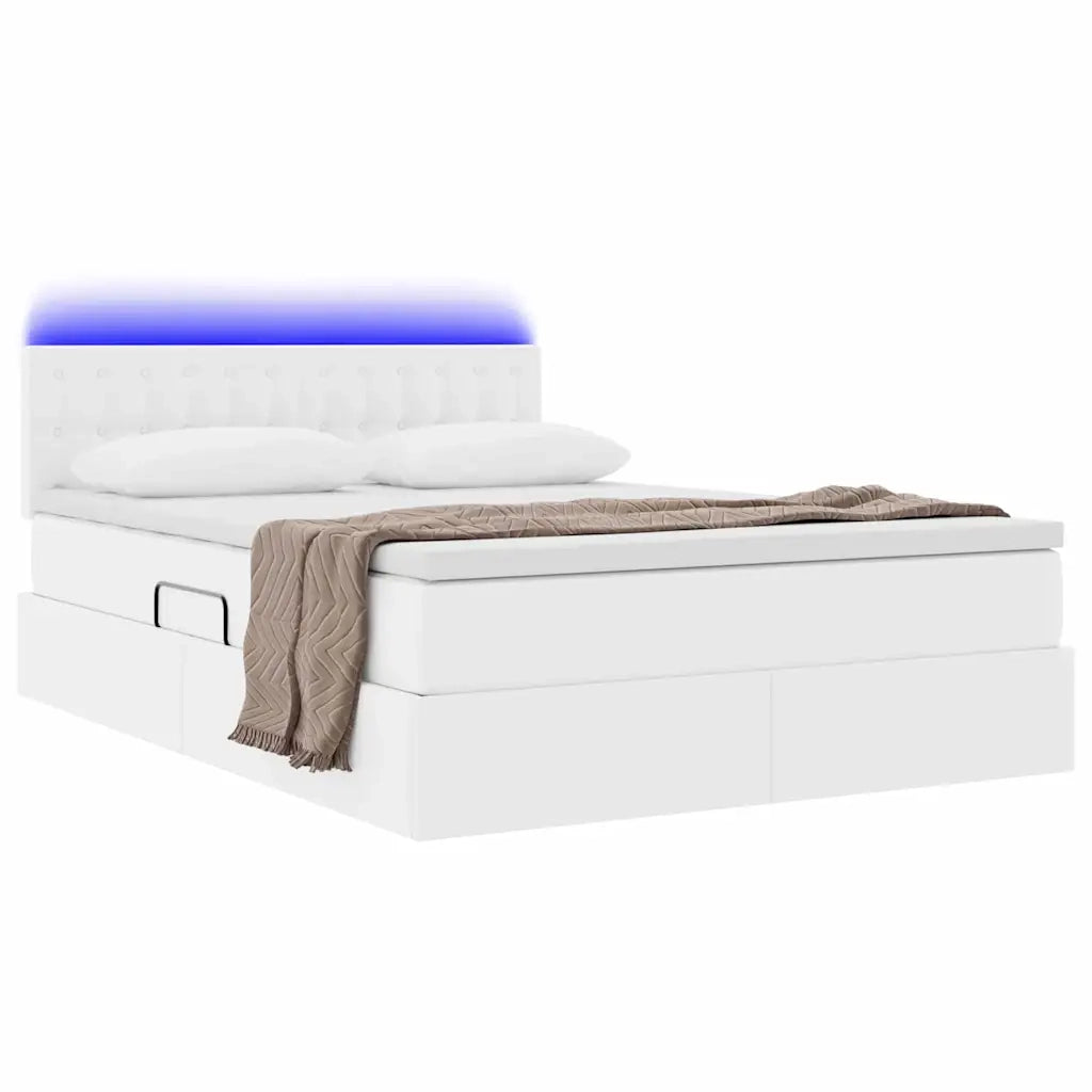 Letto con contenitore e LED con led Bianco Puro 140 x 200 cm 3371034