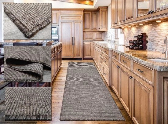 Tapijt unisex a una tonalità di taupe - Piccolo tappeto per terrazza e cucina - Lungo tappeto per soggiorno - Tappeti per ingresso 50 x 200 cm