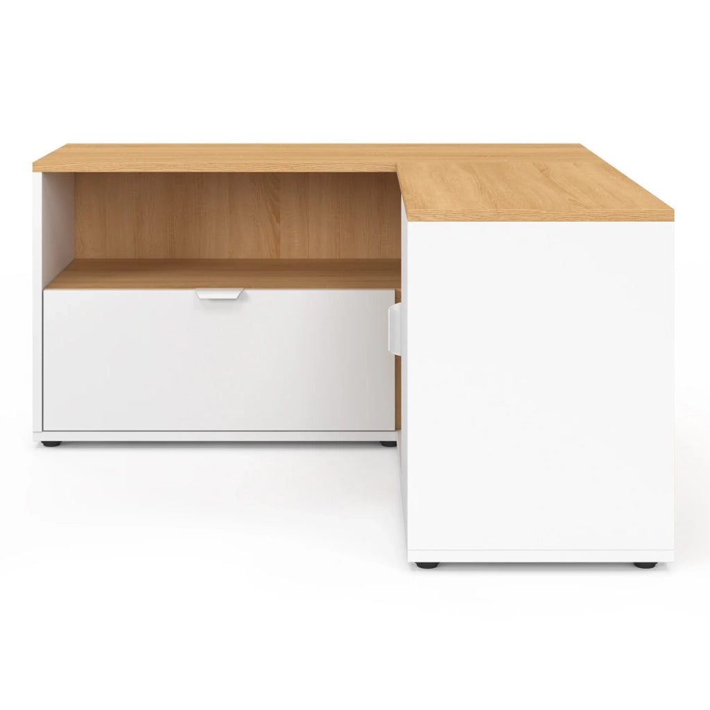 IDMarket - Mobile TV angolare BALTAZAR 90 x 90 cm in faggio e bianco