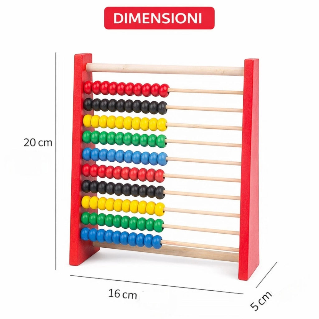 Pallottoliere Abaco per Bambini in Legno Gioco Educativo Palline Colorate, Colore Casuale 53566