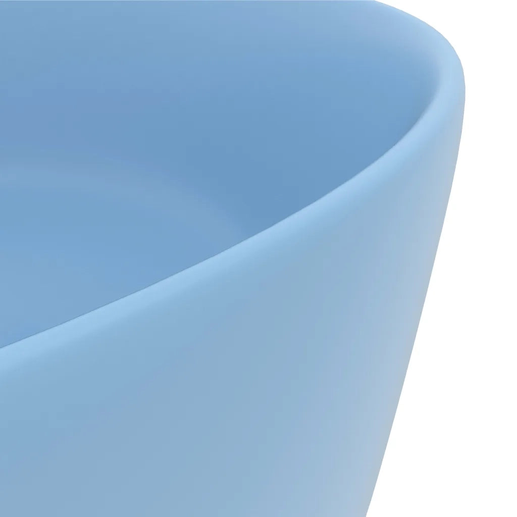 Lavandino-Lavello Lusso Rotondo Azzurro Opaco 40x15 cm in Ceramica 434919