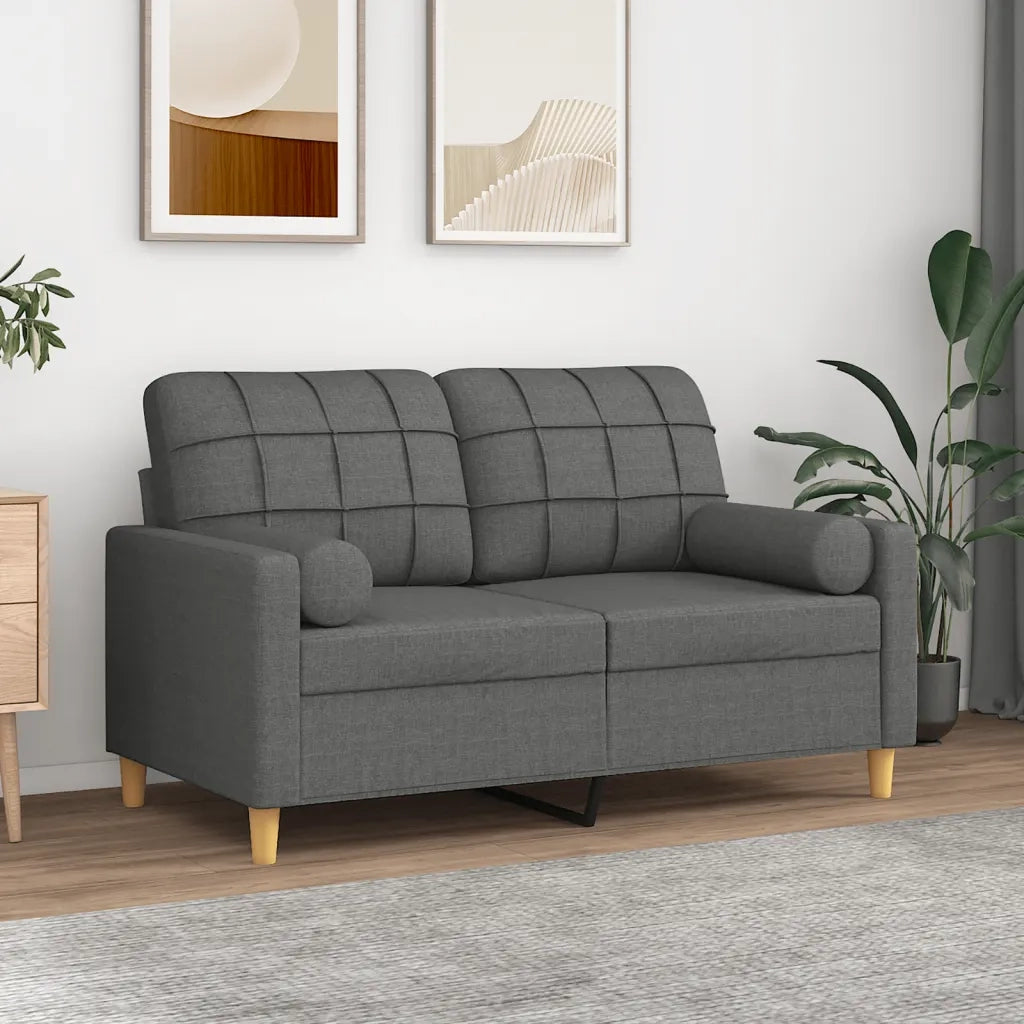 Divano a 2 Posti con Cuscini-Sofa 2 Posti con Cuscini Grigio Scuro 120 cm in Tessuto 219589