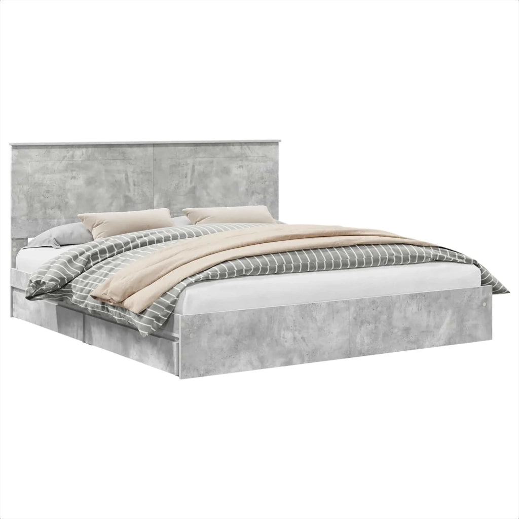 Letto con Contenitore con testiera Grigio cemento 200 x 200 cm