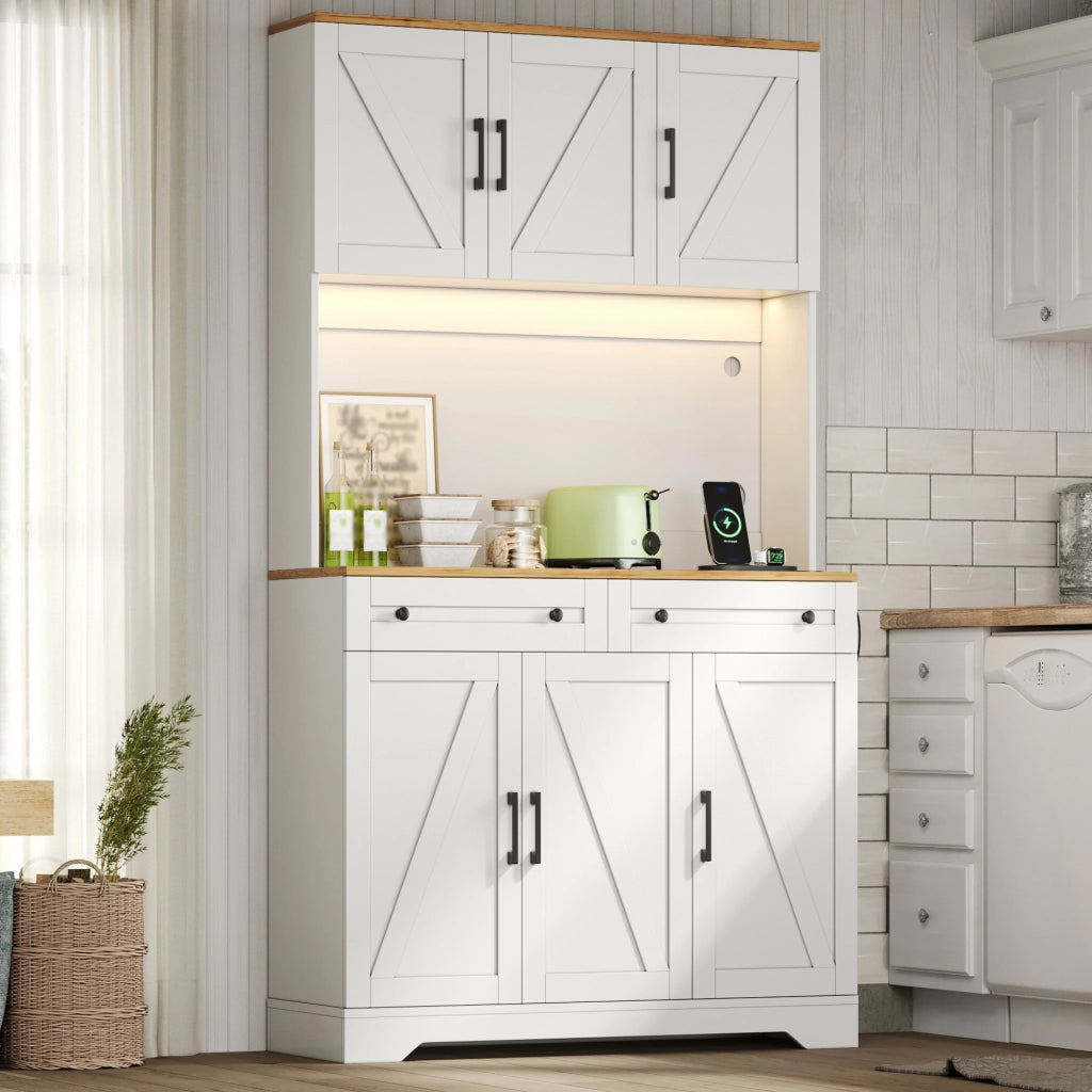 ARMADIO DA CUCINA 100x40x180 cm MDF Naturale/Bianco con LED RGB