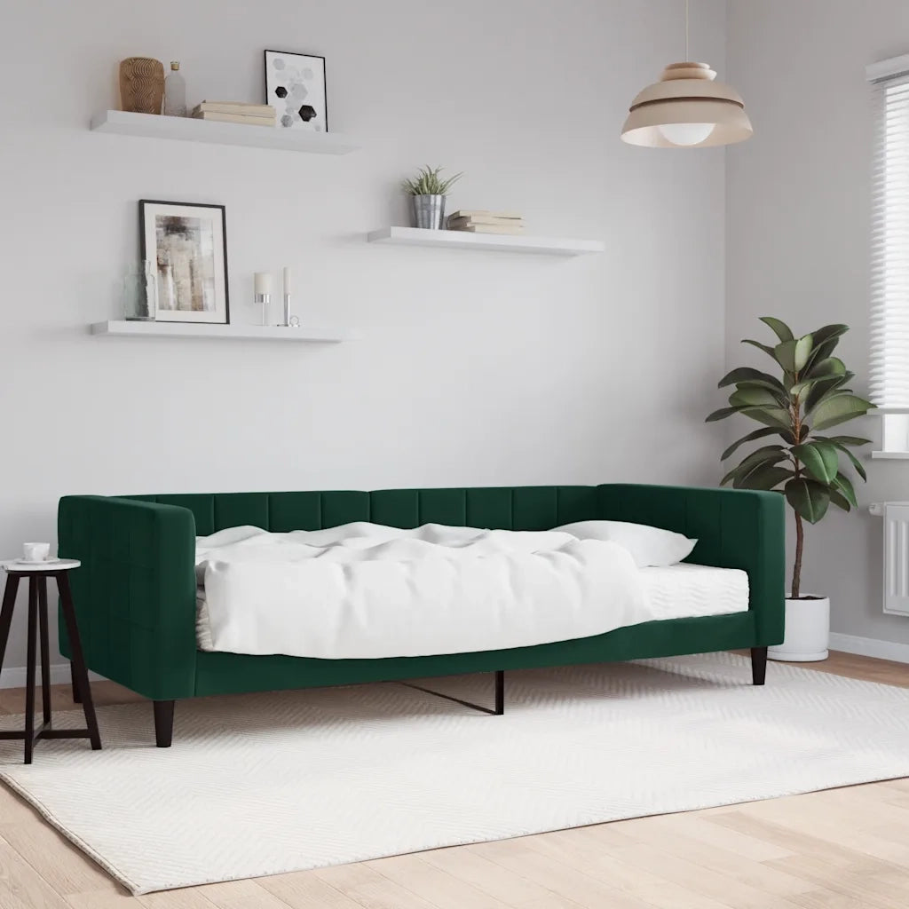 Divano Letto con Materasso Verde Scuro 90x200 cm in Velluto 3196669