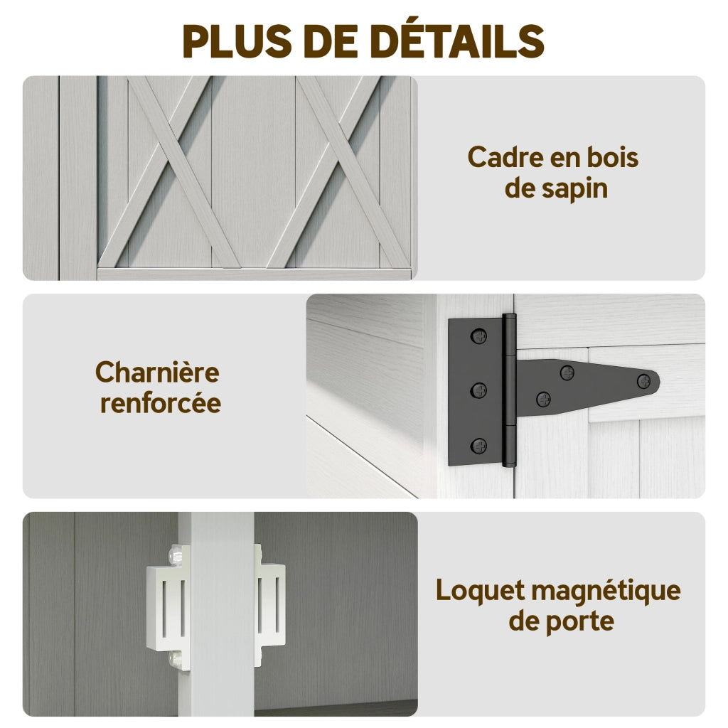 Armadio da giardino ¨C zephmum ¨C legno massello, 3 ripiani, 2 ante, grigio, 75x40x90 cm