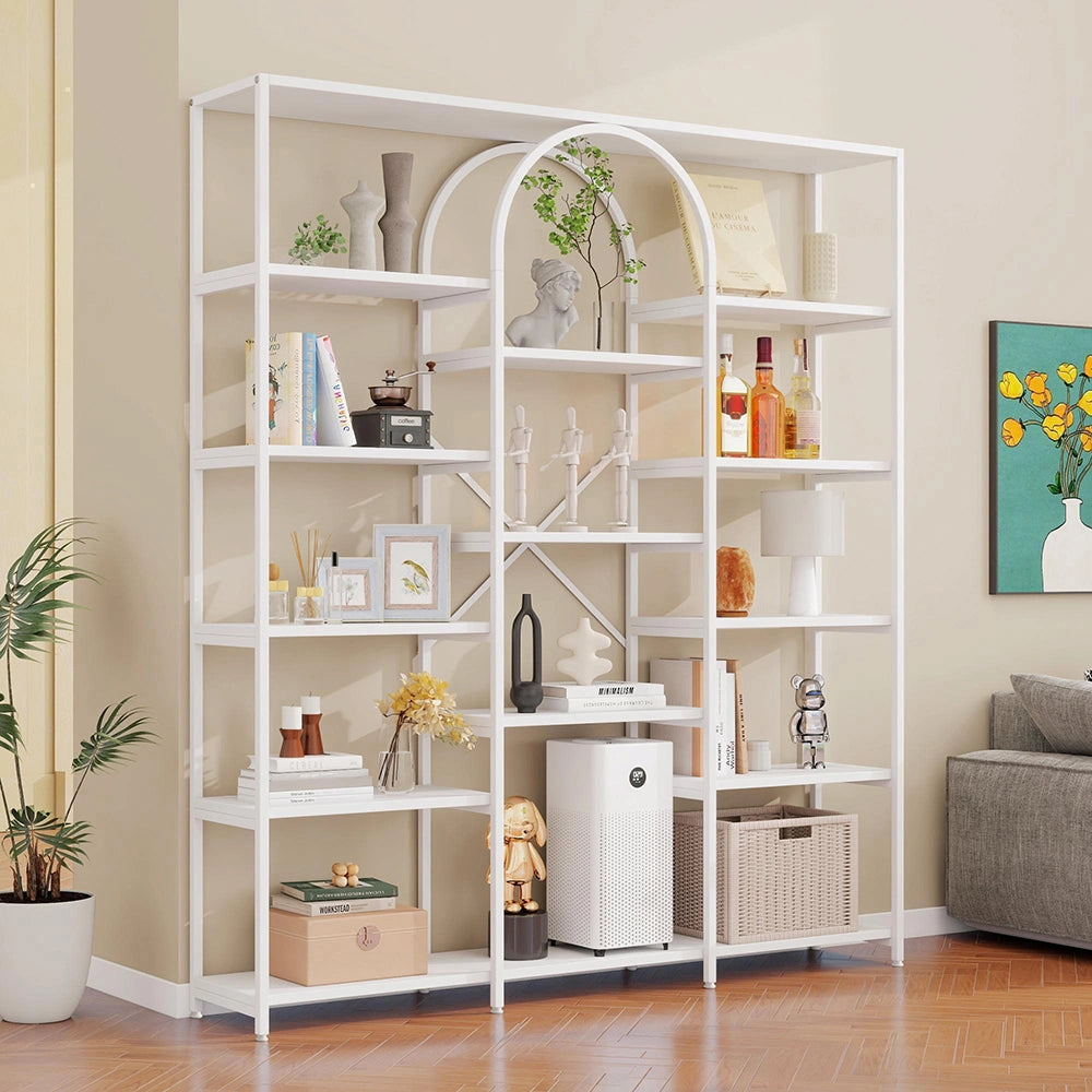 Scaffale moderno - Xylo - 160x30x180 cm - Bianco - Multiscomparti design rettangolare-curvo