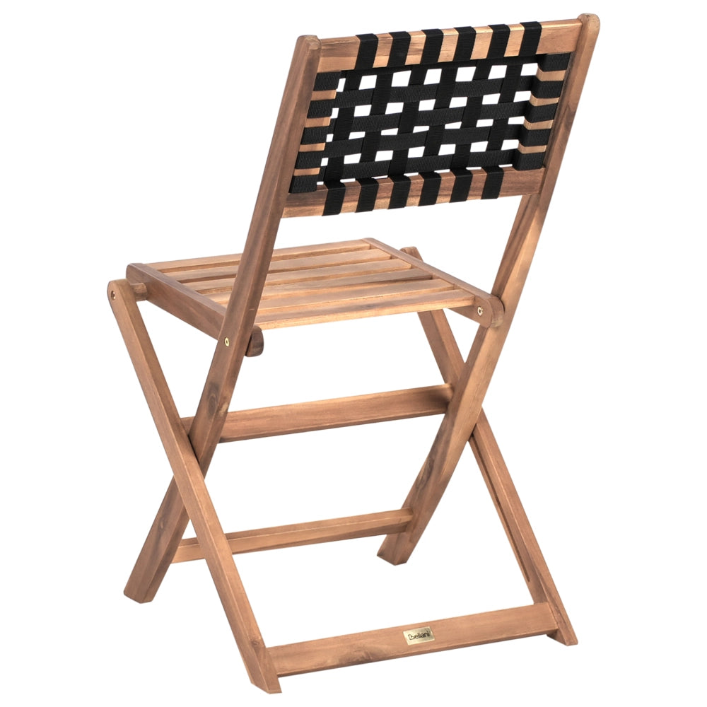 Set da balcone in legno di acacia marrone e nero pieghevole esterno elegante
