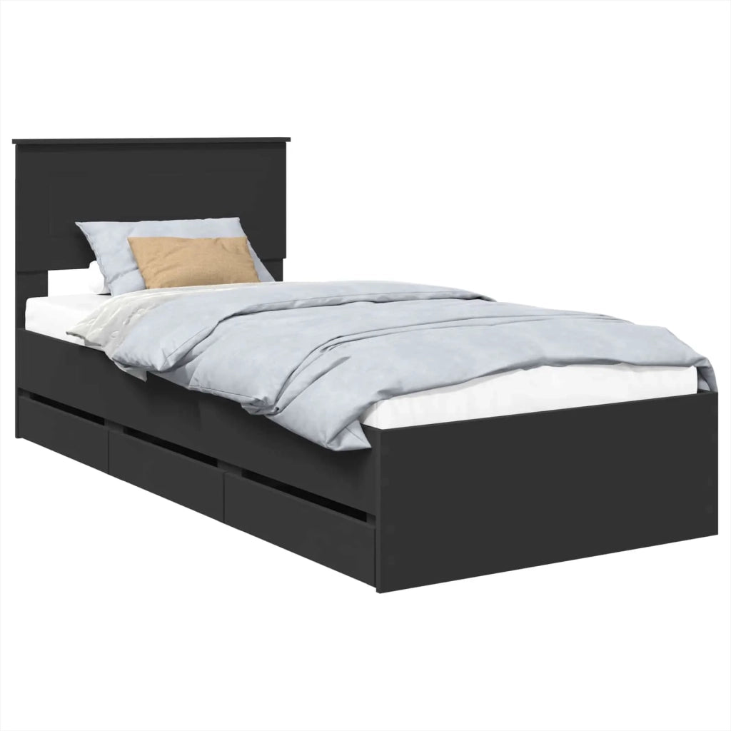 Struttura del letto Nero 100 x 200 cm Legno Ingegnerizzato