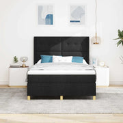 Letto a molle con materasso Nero 160 x 200 cm Tessuto