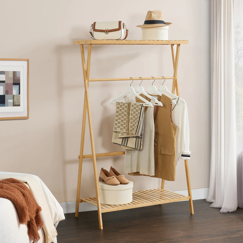 Stand Appendiabiti Horten in Bambù 140 x 90 x 45 cm Naturale [en.casa]