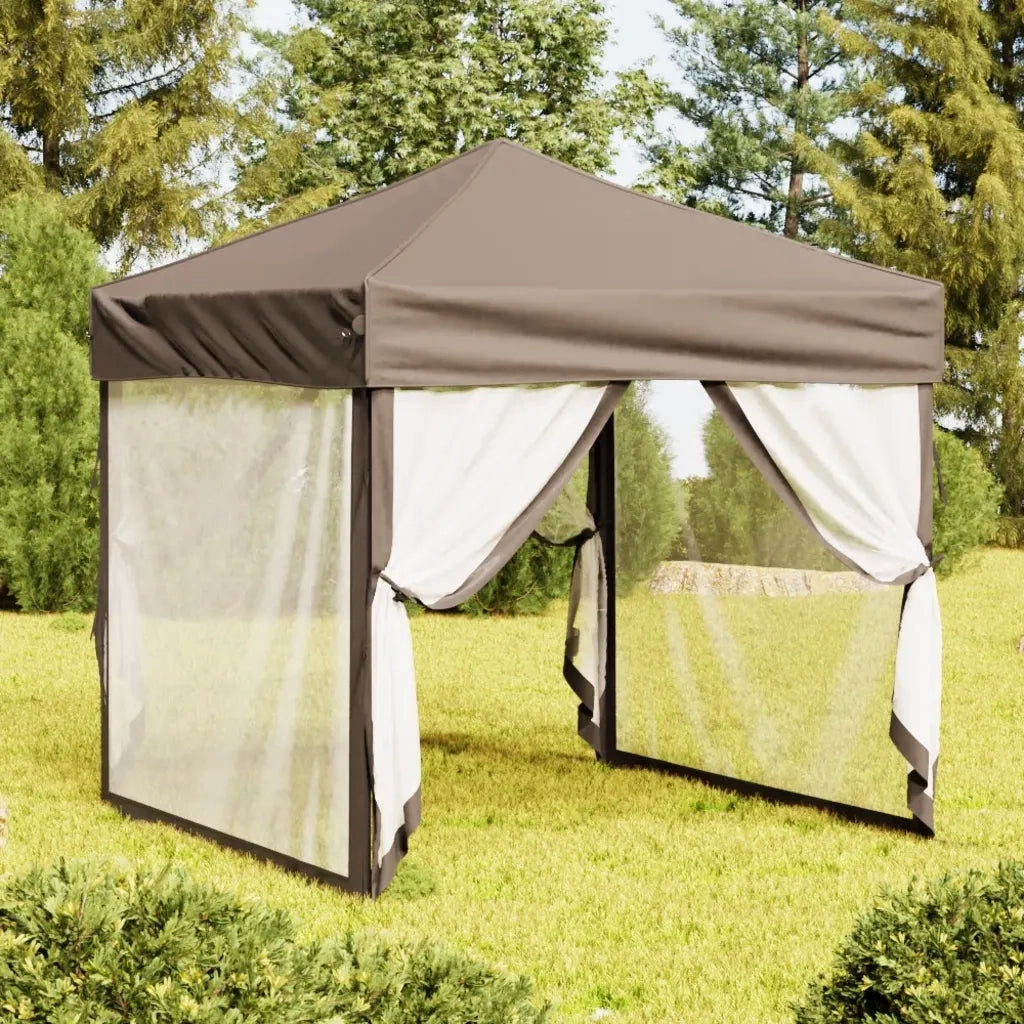 Tenda per Feste Pieghevole con Pareti Laterali-Tenda Gazebo Tortora 2x2 m 990192