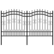 Recinzione da Giardino | Recinzione da cortile KAMPEN con Punta a Lancia Nera 240x125 cm in Acciaio