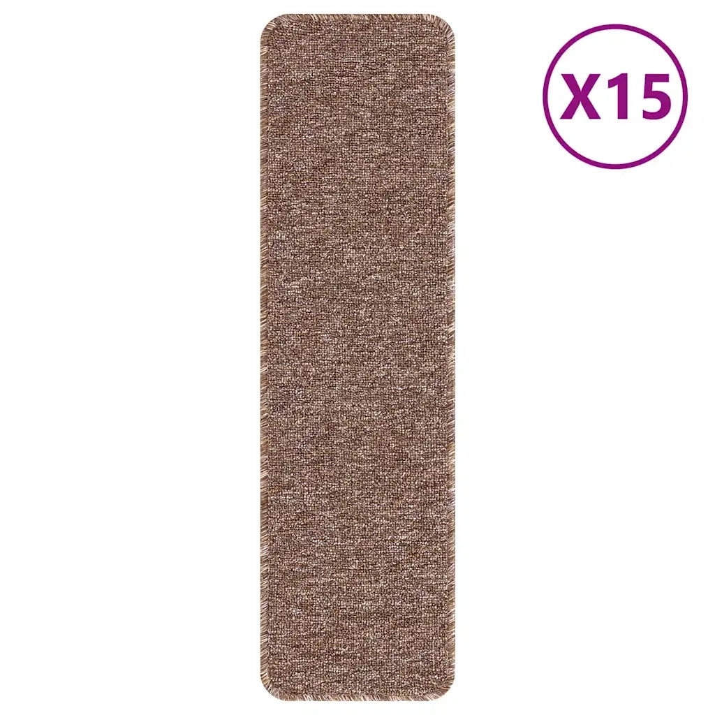 Tappetini Antiscivolo per Scale 15 pcs Marrone 75 x 20 cm PP 4019807