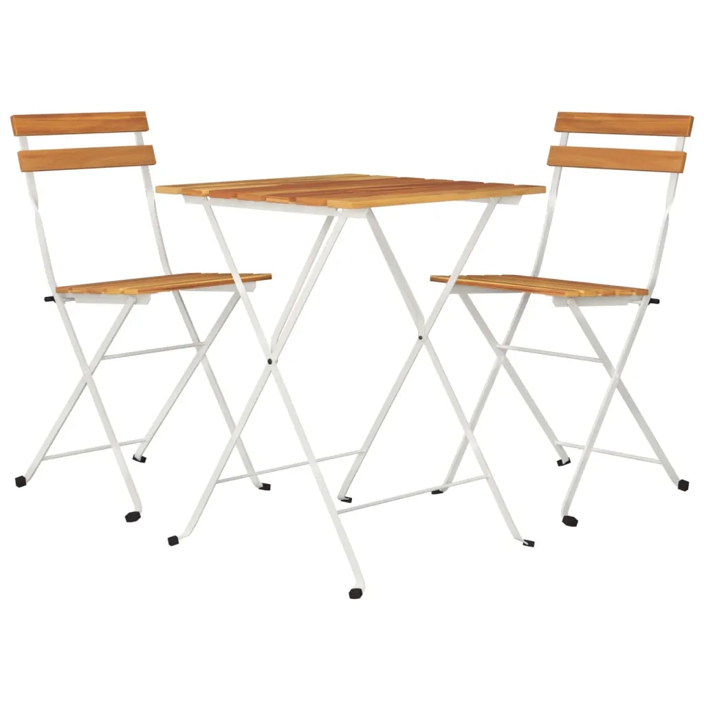 Set BistrÃ² Pieghevole 3pz in Legno Massello di Acacia e Acciaiocod mxl 103343