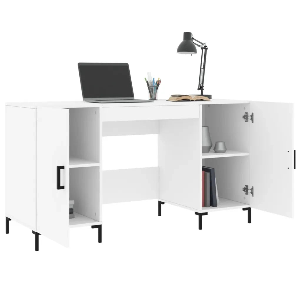 Scrivania Bianca 140x50x75 cm in Legno Multistrato 829548