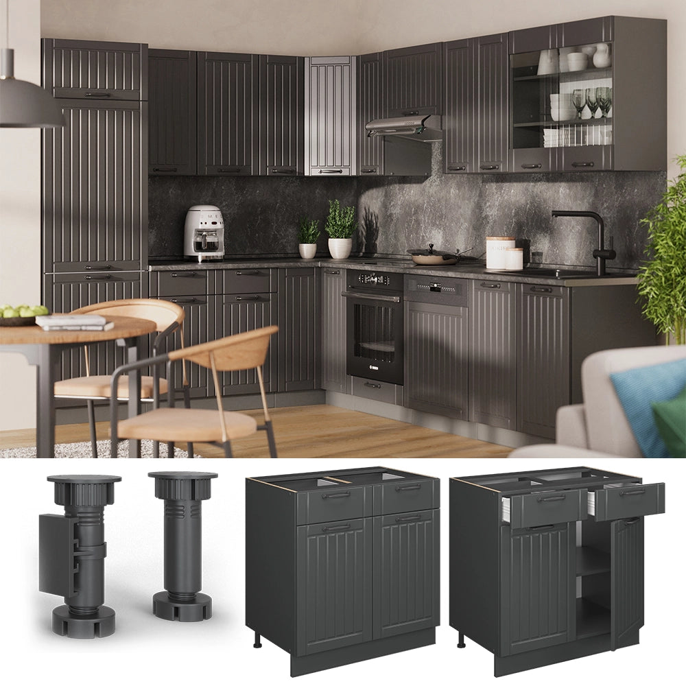 Vicco Mobiletto base per cucina Grigio scuro 80 cm , PL Antracite