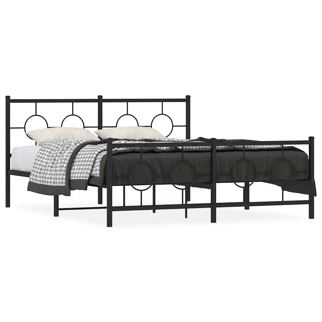 Giroletto con Testiera e Pediera-Struttura Letto Metallo Nero 150x200 cm 950638