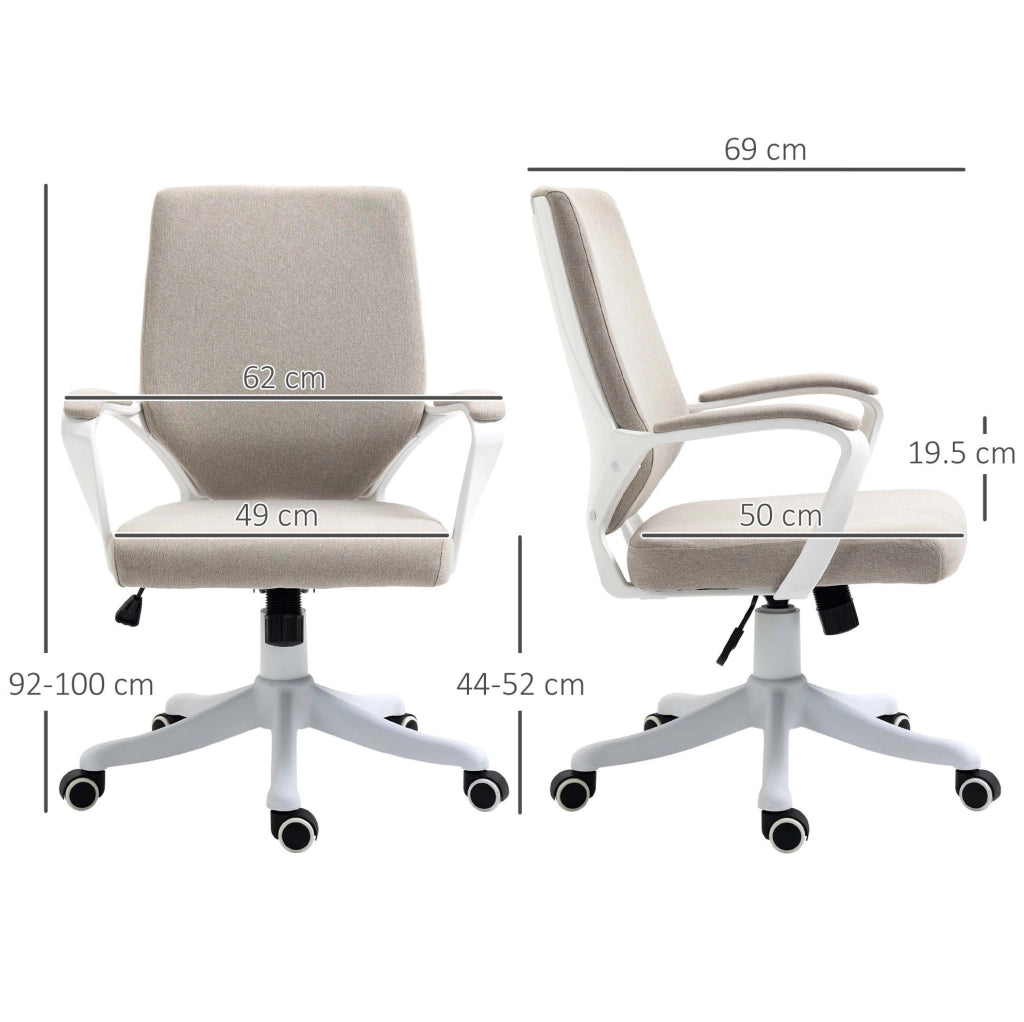 Sedia da ufficio ergonomica beige con supporto lombare