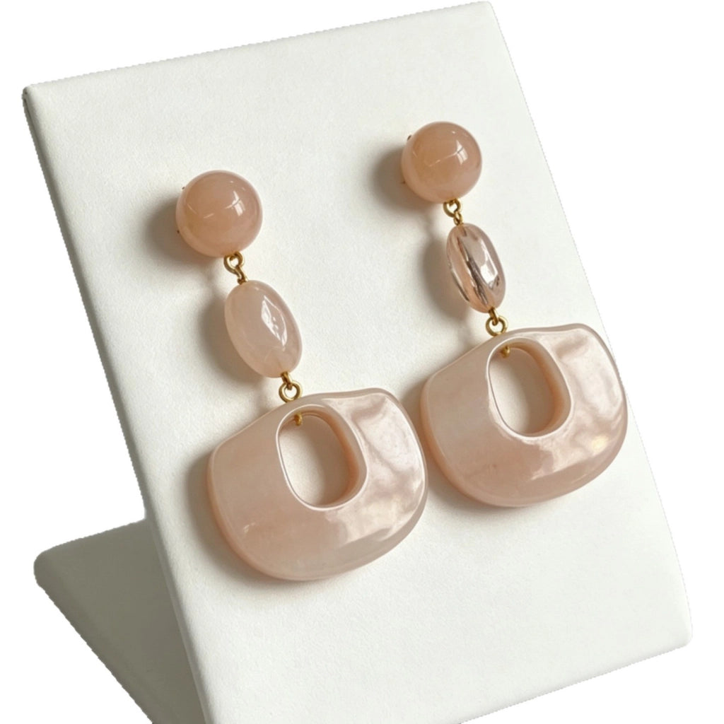 Orecchini ovali rosa in stile retr¨°