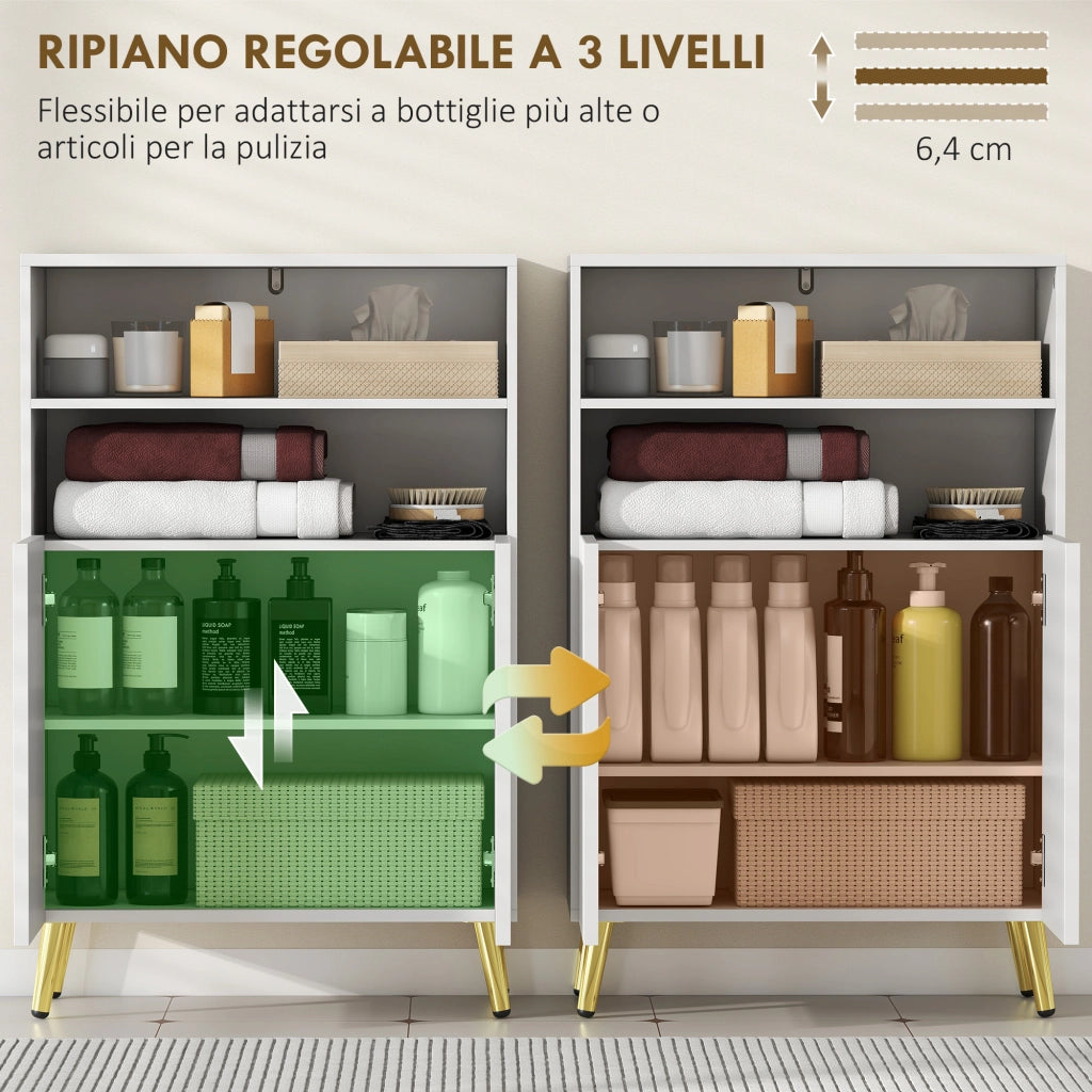 Mobile Bagno con Armadietto e Ripiani ¨C Zephmum ¨C Bianco 60x31.8x93 cm