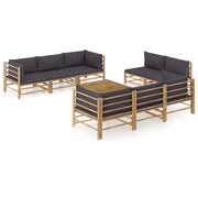 Set Divani da Giardino 9 pz con Cuscini Grigio Scuro in BambÃ¹ cod mxl 47304
