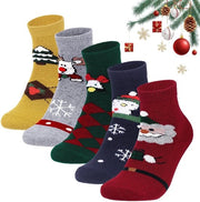 Calze di Natale per Donne - 5 Paia di Calze Termiche - Calze Calde per Inverno - Disegni di Natale Multicolori - Mix di Poliestere e Cotone di Alta Qualità - Regalo di Natale Perfetto