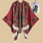 Sciarpa da viaggio da donna in stile vintage con frange, mantello esterno, cappa