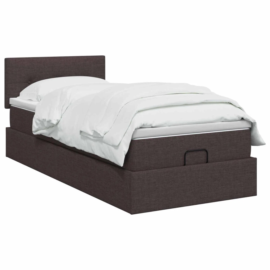 Letto ottomano con materasso Marrone Scuro 90 x 190 cm Tessuto 3456291