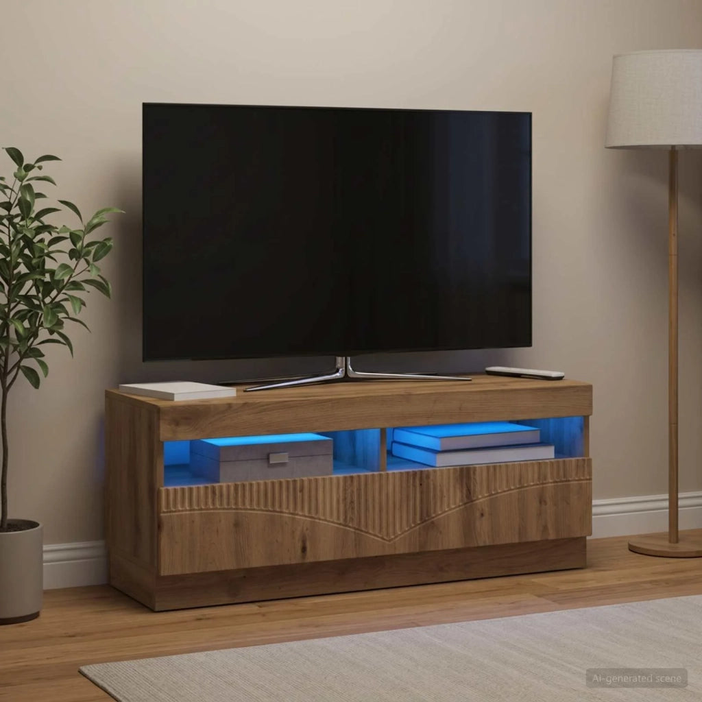 Mobile TV LED Rovere Artigianale Legno ingegnerizzato 897434