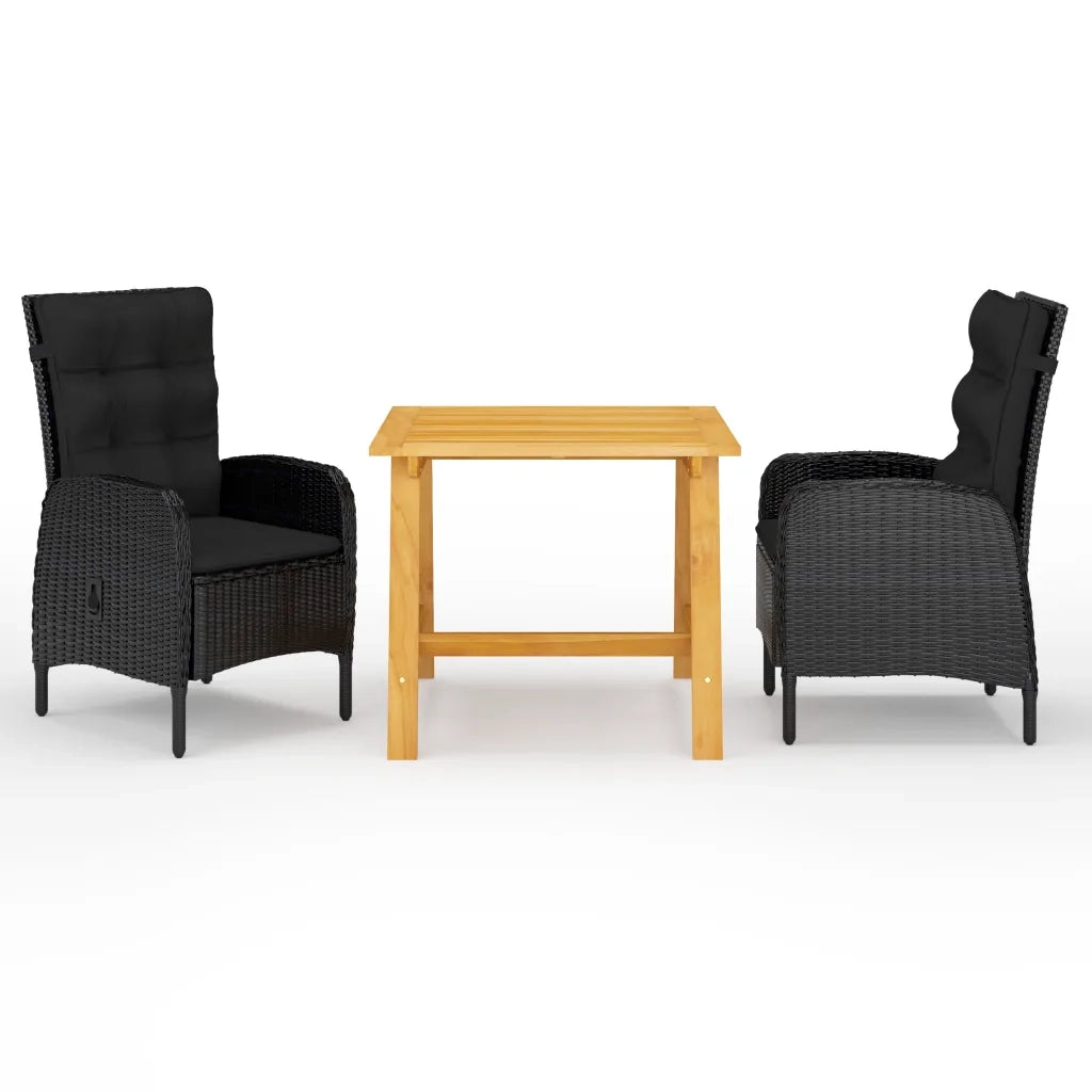 Set Mobili da Pranzo per Giardino 3 pz Nero cod mxl 36982