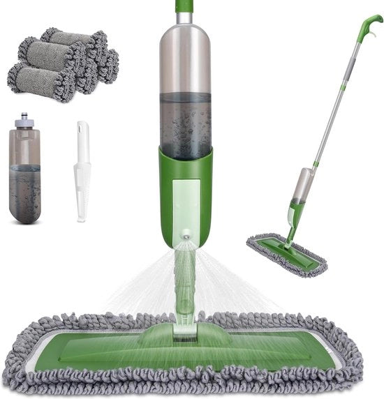 Mop con funzione di spruzzo, mopa con serbatoio di 530ML e 5 pad microfibra lavabile, dweil con funzione di spruzzo, mopa per pavimenti in laminato, legno, piastrelle, pavimenti in marmo