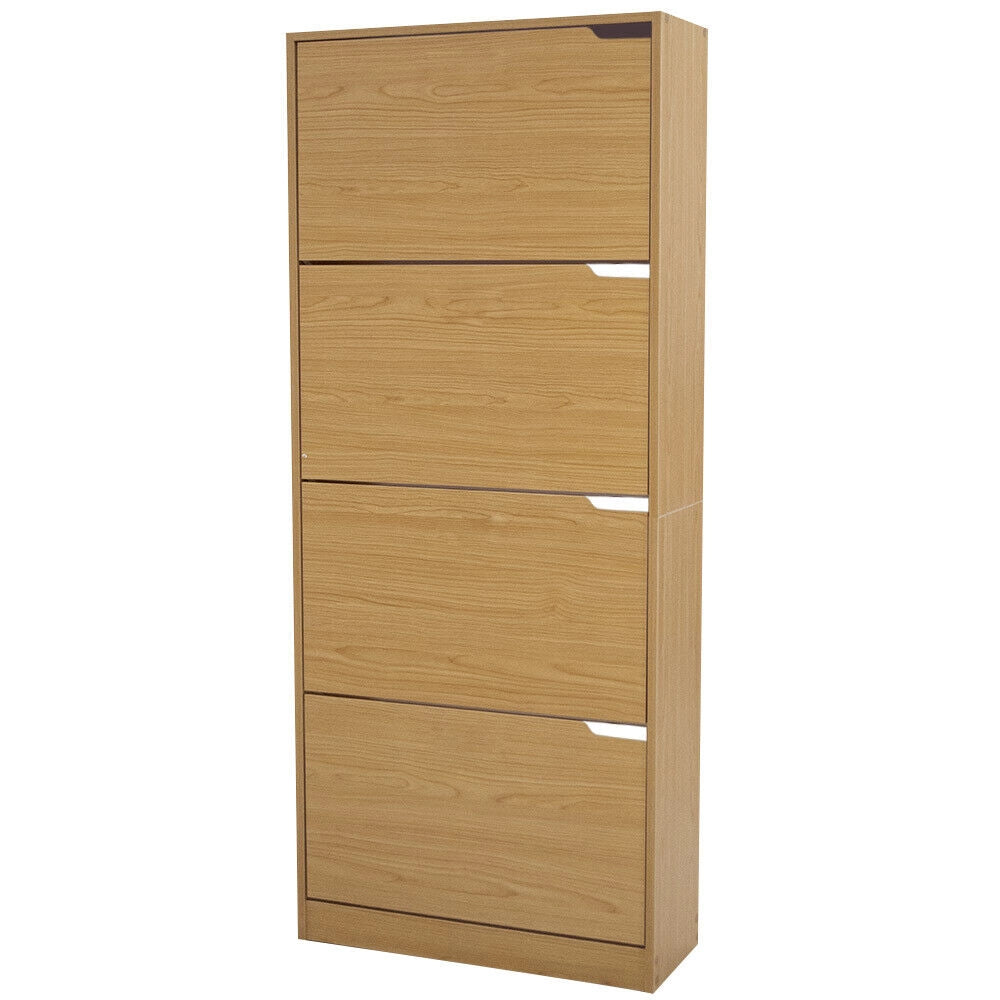 Scarpiera 4 Ante Ripiani Porta Scarpe Doppia Profondita Legno MDF 63x24x150 Oak