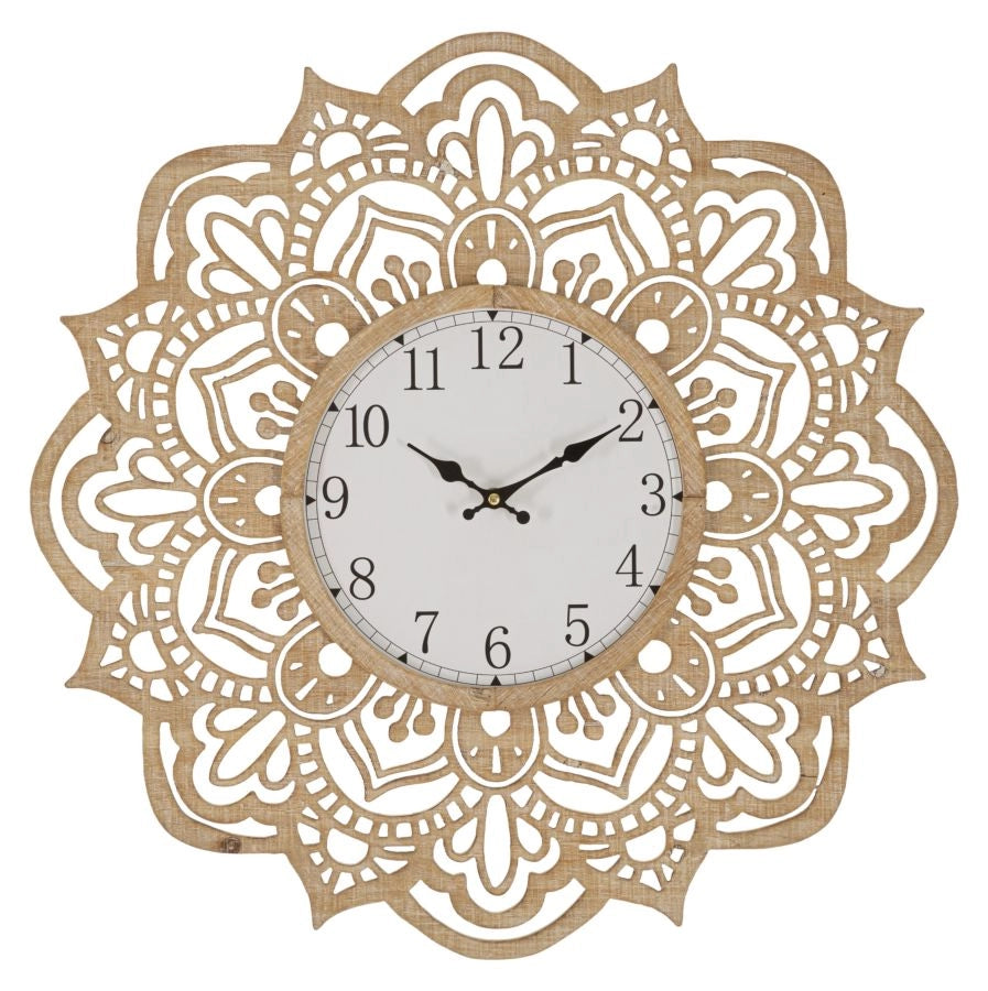 Orologio da Muro Carving Ø 60x4,5 cm in Rattan