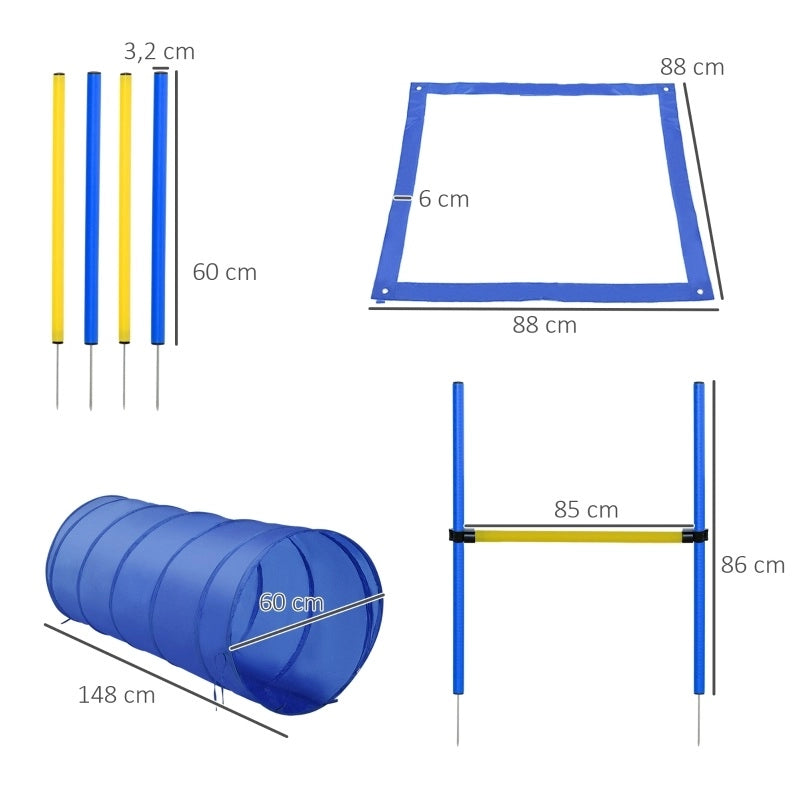 Set agility per cani con tunnel e ostacoli