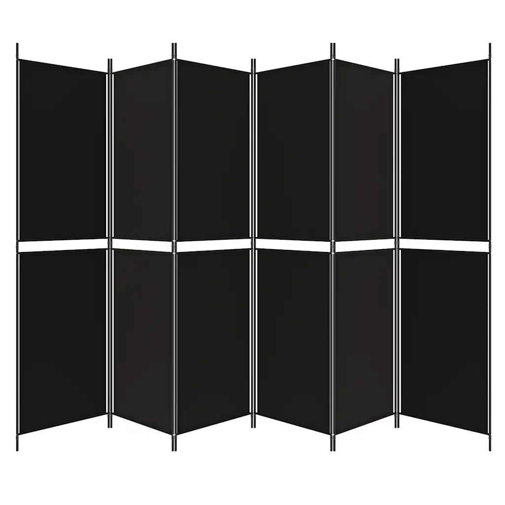 Divisorio Ambienti | Divider per stanze | Paravento a 6 Pannelli Nero 300x200 cm in Tessuto