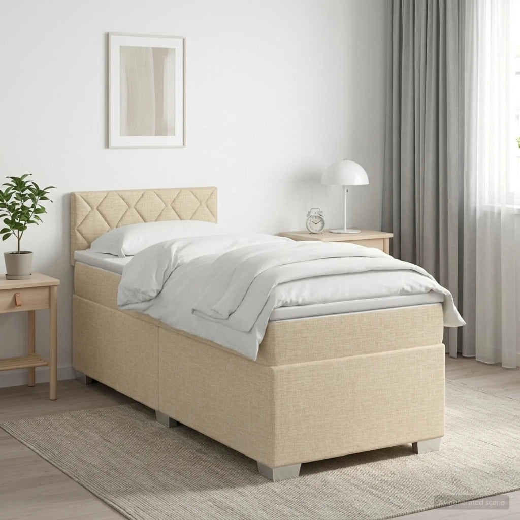 Letto con Box Spring, Materasso e LED Crema 100 x 200 cm 3451887
