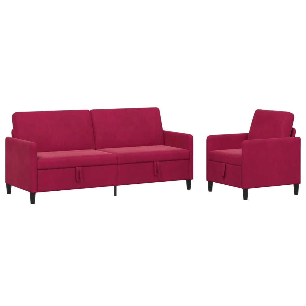 Set di Divani con Storage 2 pz Rosso Vino Poliestere 3429251