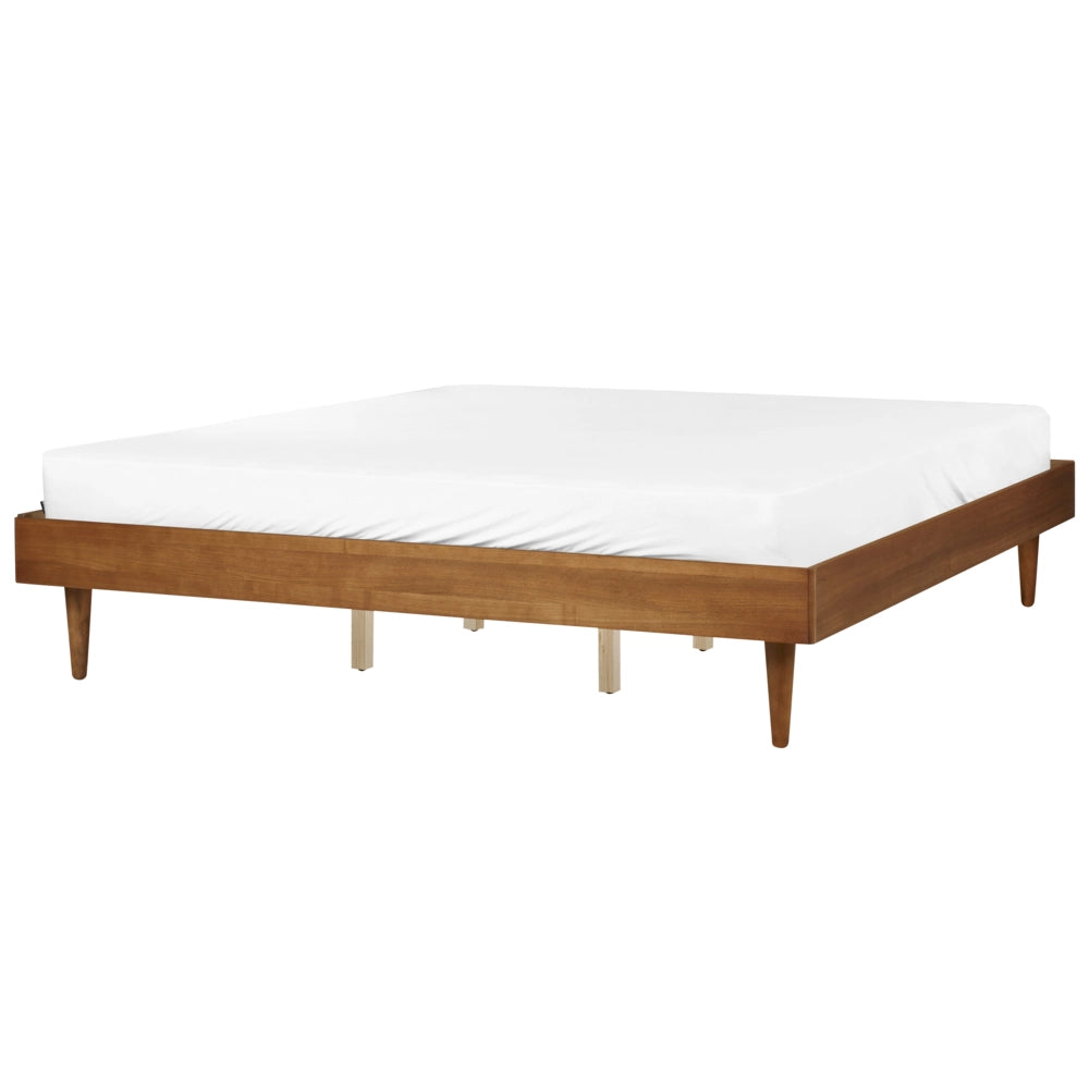 Letto in frassino marrone 180 x 200 cm con rete a doghe senza testata LED stile rustico minimalista