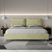 Letto imbottito Matrimoniale 200x210 cm Large - Con rete,Microfibra,Tè verde