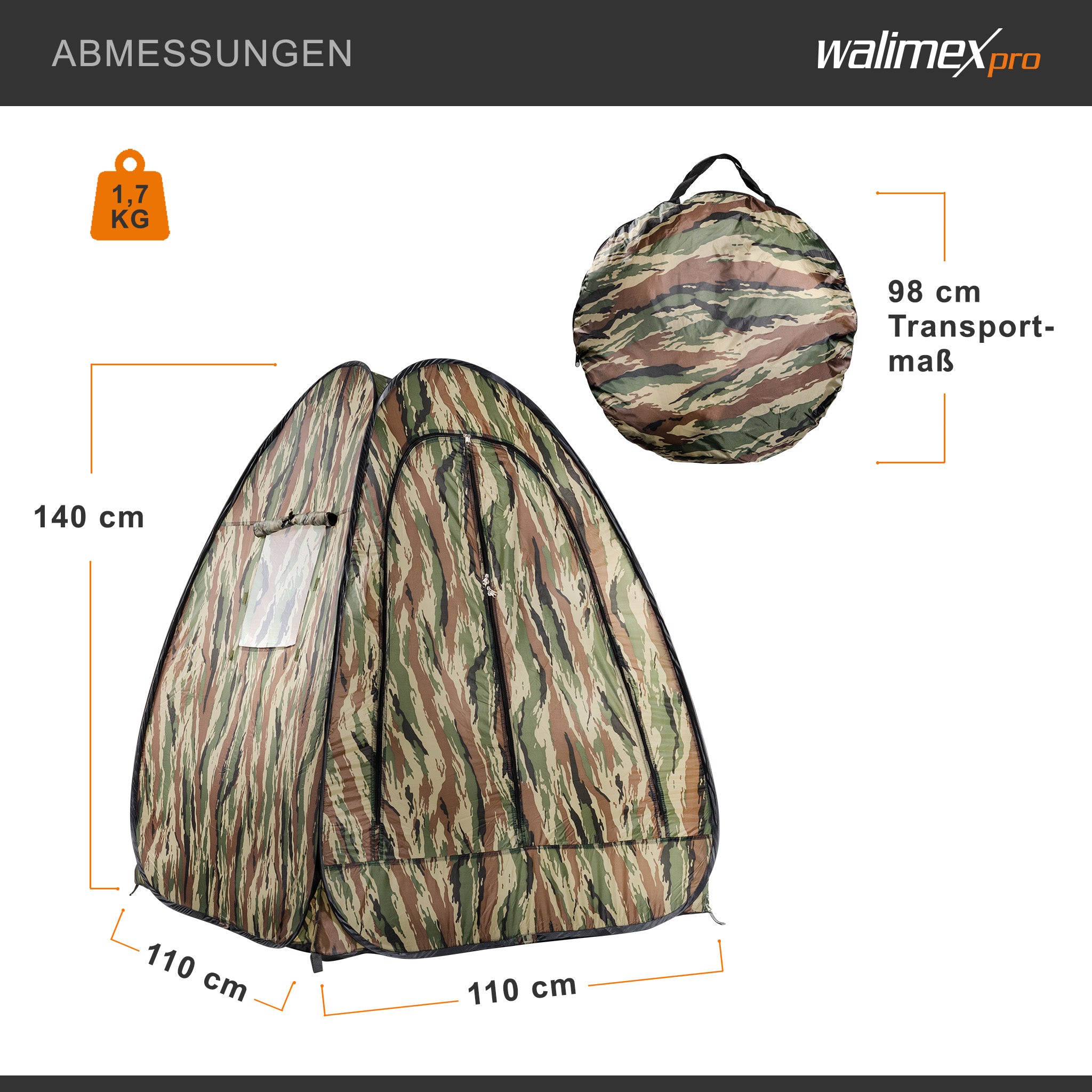 tenda mimetica pop-up per fotografia naturalistica e osservazione della fauna - 1100 x 1100 x 1400 mm - Rapido da montare e smontare con finestre laterali e borsa di trasporto, tenda