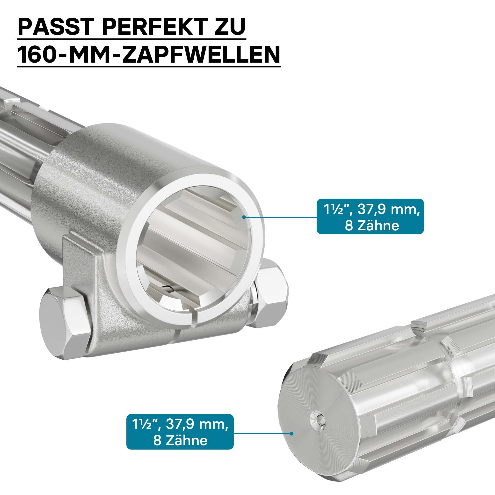 Boccola albero cardanico 160mm con attacco albero scanalato 8-32x38x6 per albero di uscita 8-32x38x6