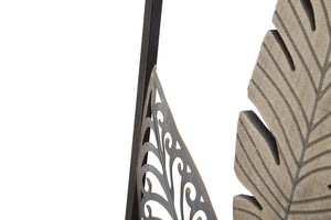 Pannello e Legno Foglie 30,5x1,90x91 cm in Ferro e MDF Oro e Argento