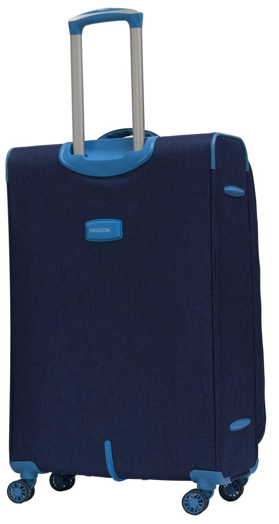 Set 3 Valigie Trolley Morbide in Poliestere 4 Ruote TSA Ravizzoni Nettuno Blu