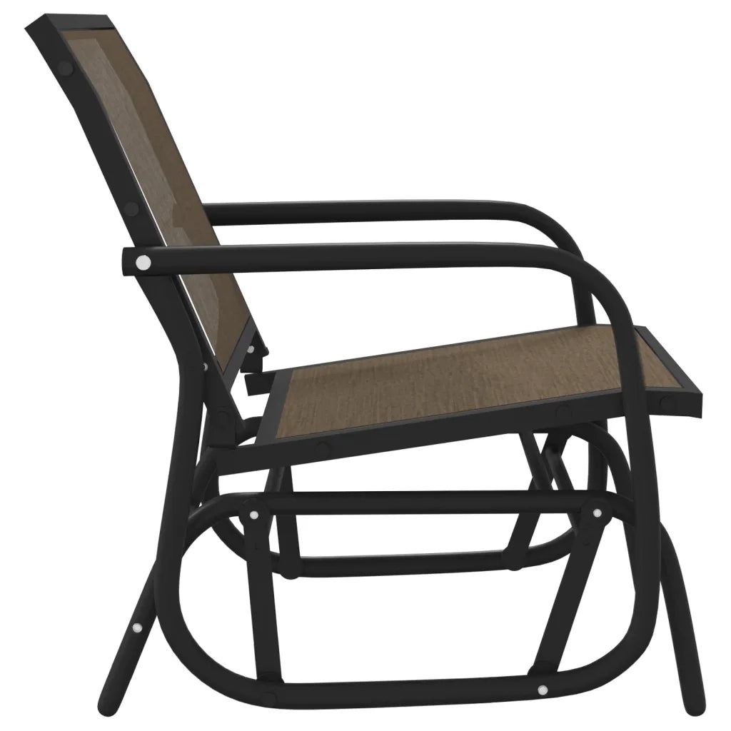 Sedia a Dondolo Giardino Marrone 61x76x87cm Textilene e Acciaio 362711