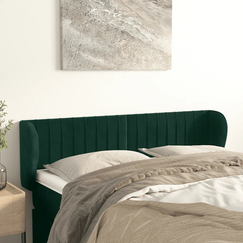 Testiera | Testata ad Orecchio Verde Scuro 147x23x78/88 cm in Velluto