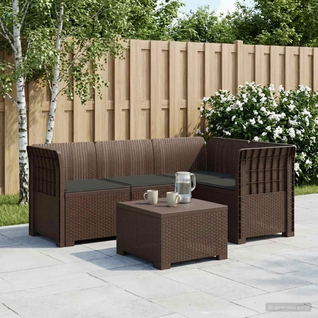 Divano da Giardino 4 Posti con Cuscini Aspetto Rattan PP 3443967