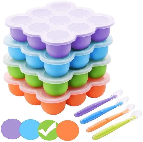 Contenitori per alimenti in silicone con coperchio - capacità 75 ML - alimentazione per bambini - coperchio in silicone - facile da rimuovere - resistente al lavastoviglie - resistente a temperature da -40°C a 100°C - contenitori per cibo